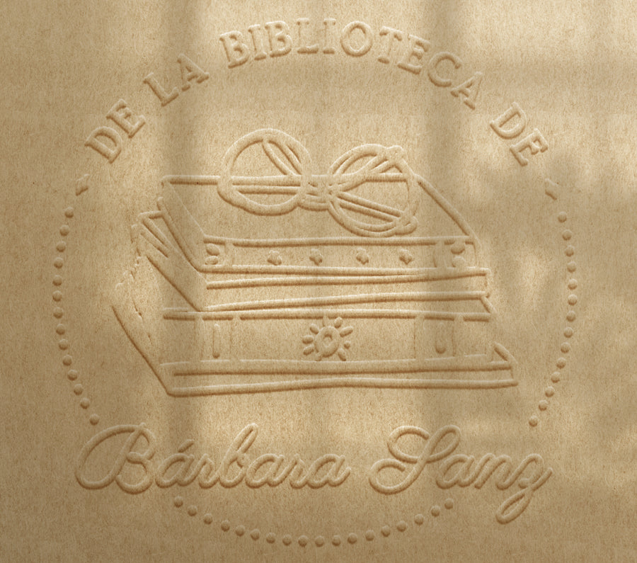 Sello Relieve Ex Libris Libro Gafas