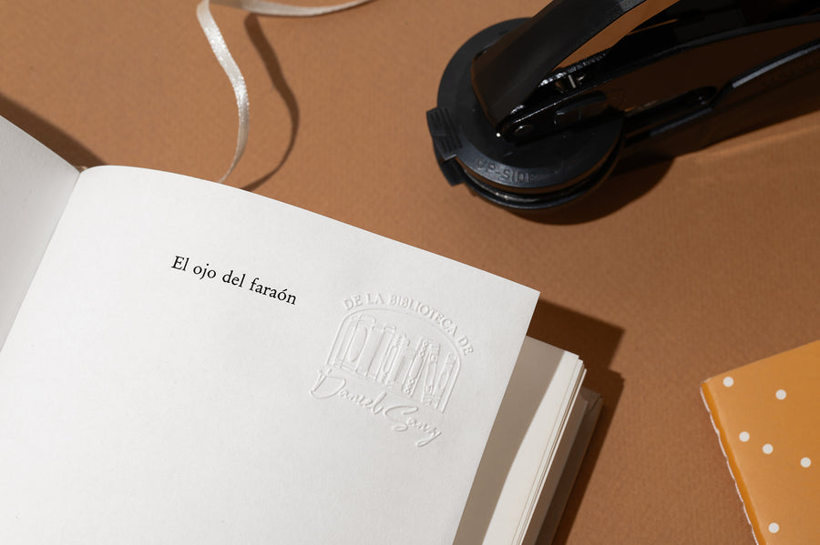 Sello Relieve Ex Libris Estantería Libros 10