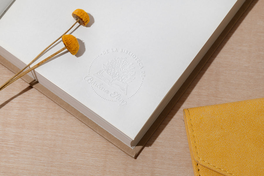 Sello Relieve Ex Libris Libro Floral 6