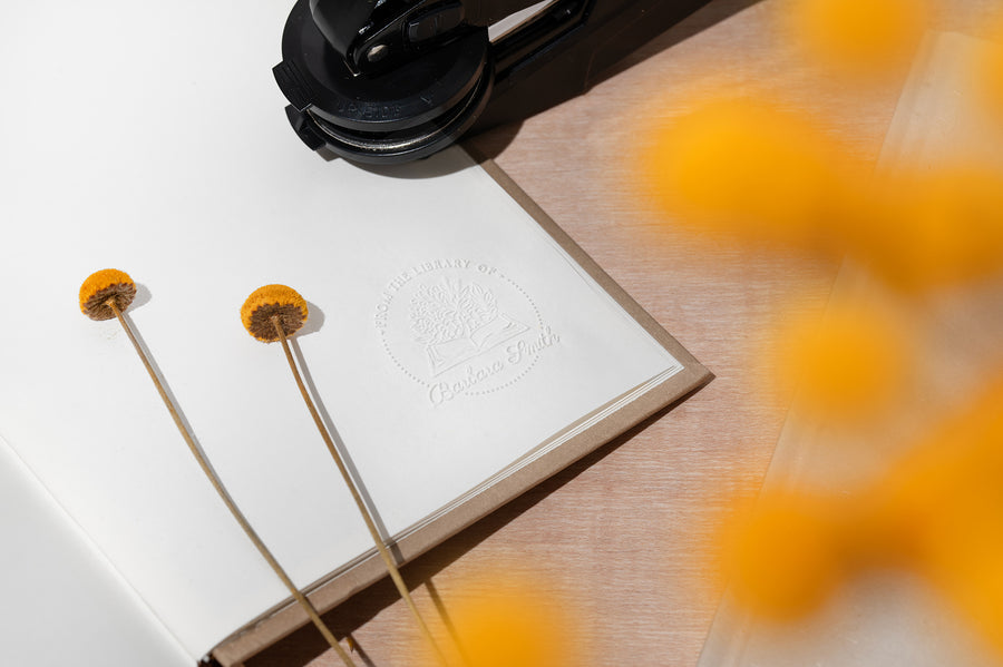 Sello Relieve Ex Libris Libro Floral 6