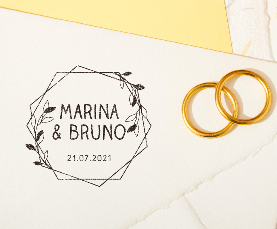 Sello Boda Corona Hexagonal